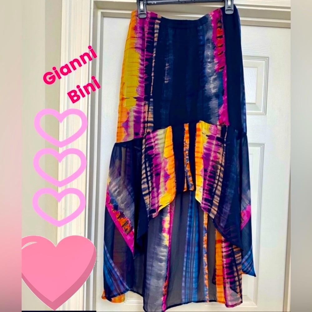 Gianni Bini Colorful High Low Maxi Skirt
